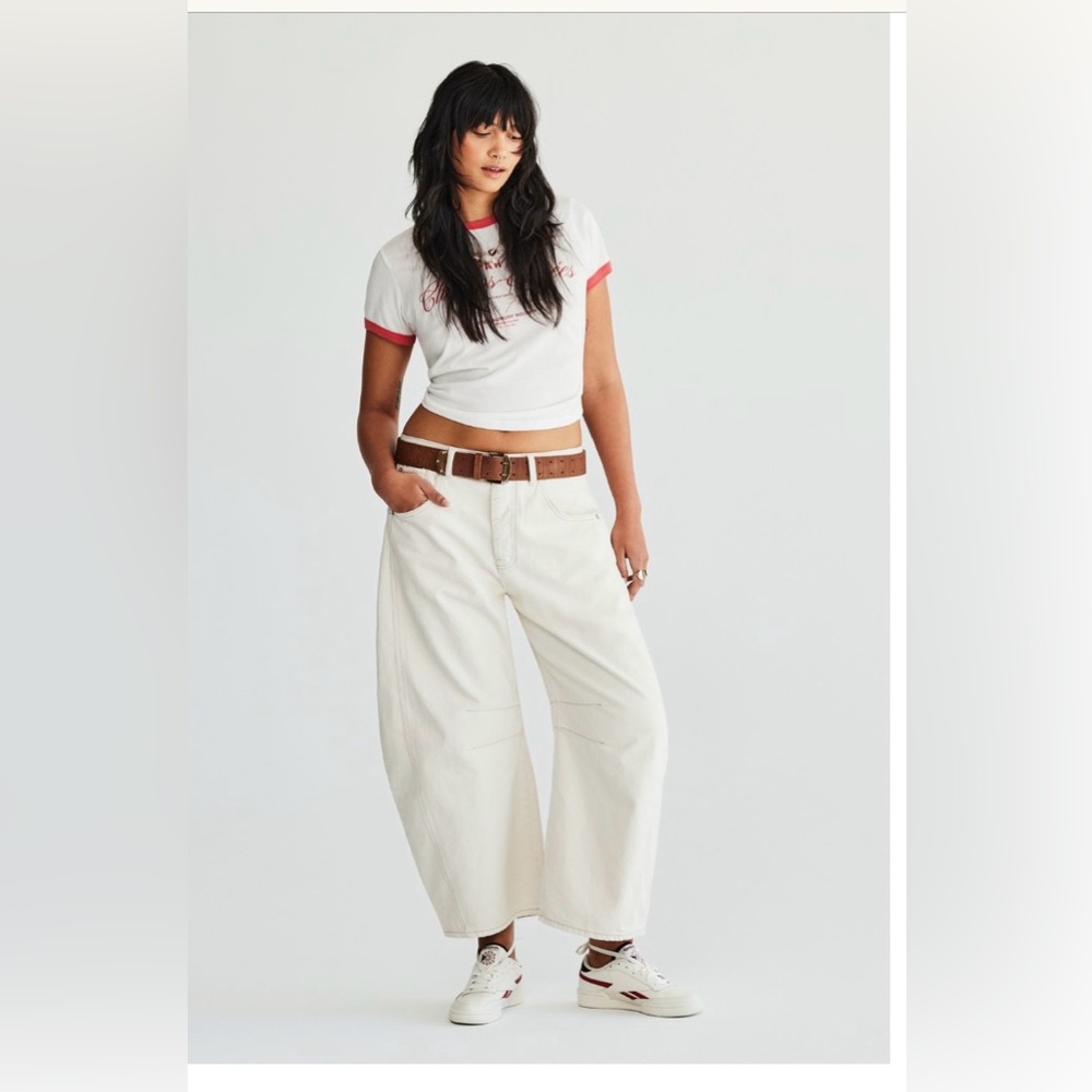 Free People Good Luck Barrel Jeans in milk size 31